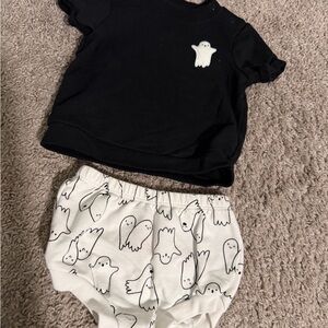 Cat & Jack Black Baby Outfit with Ghost Design: 6-9 month